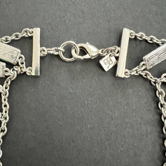 Banana Republic Milly Turquoise Bib Necklace Silver-Tone Chain Emerald Cut - Picture 8 of 8